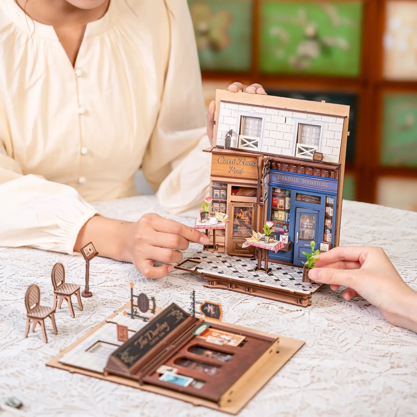 Diy Book Nook Kit: Paris Arcade Date with Dust Cover