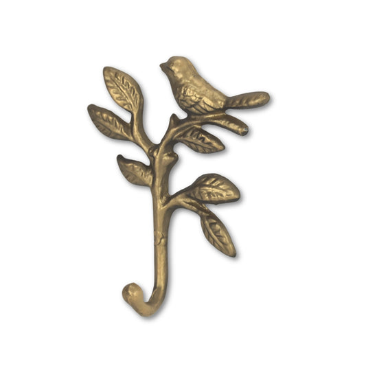Golden Bird & Flower Cast Iron Wall Hook
