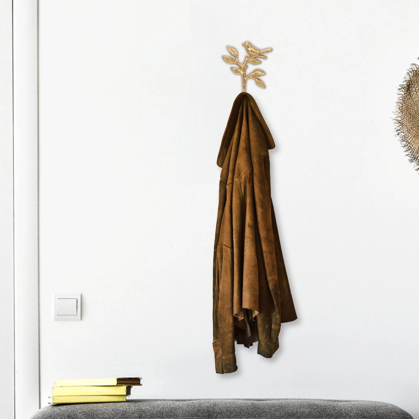 Golden Bird & Flower Cast Iron Wall Hook