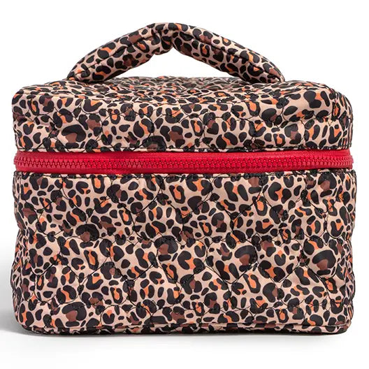 Quilted Makeup Bag - Cheetah Print