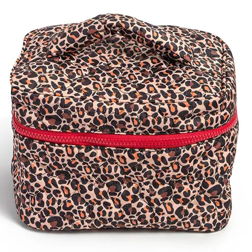 Quilted Makeup Bag - Cheetah Print