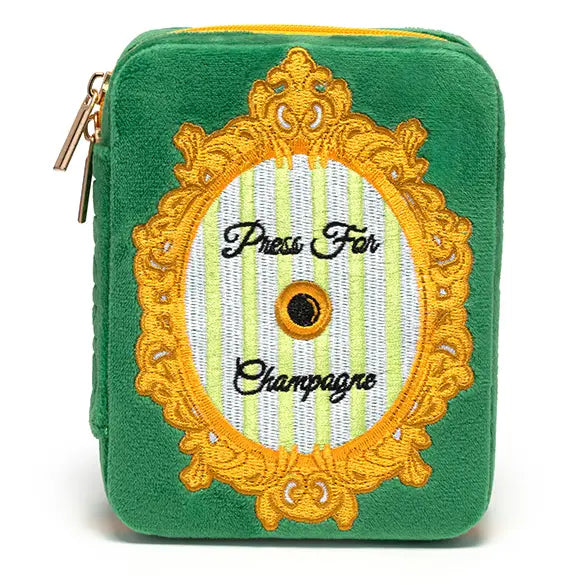 Velvet Jewelry Travel Case - "Press For Champagne"