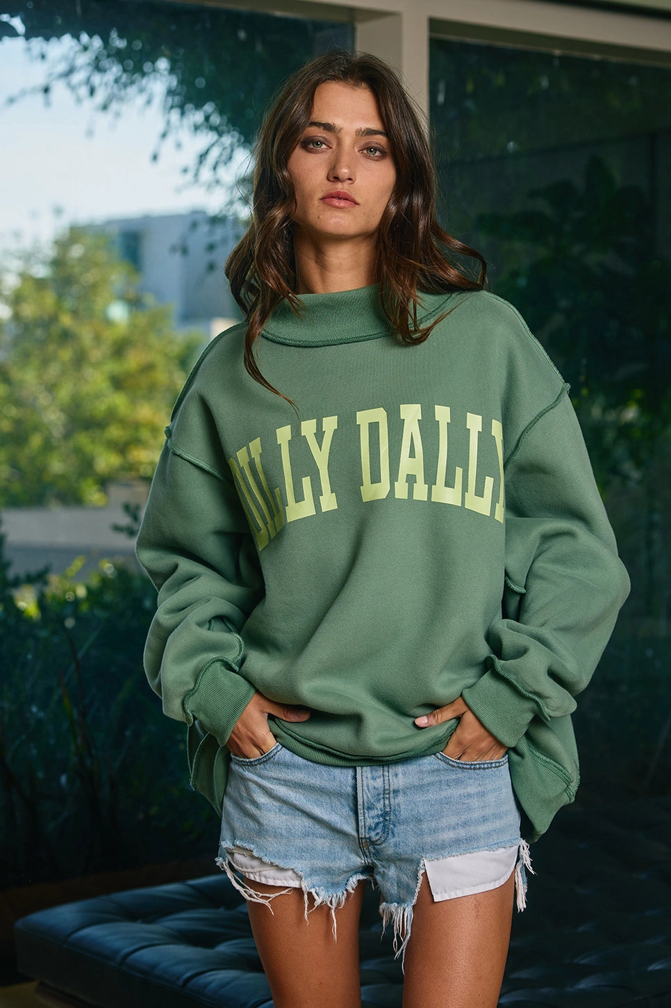 Dilly Dally Sweatshirt - Green & Neon Lime