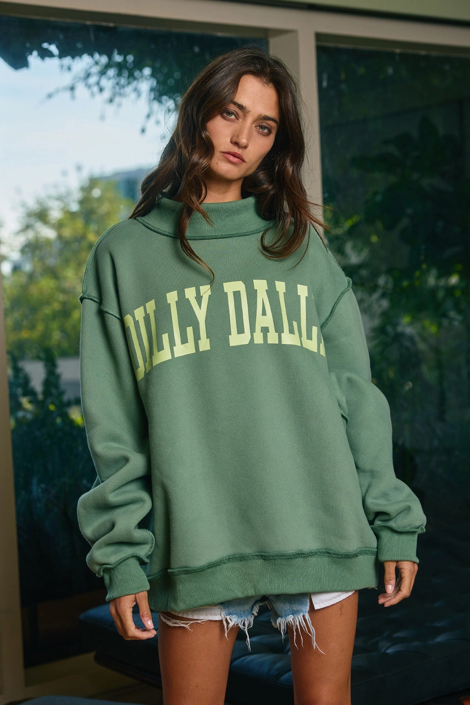 Dilly Dally Sweatshirt - Green & Neon Lime