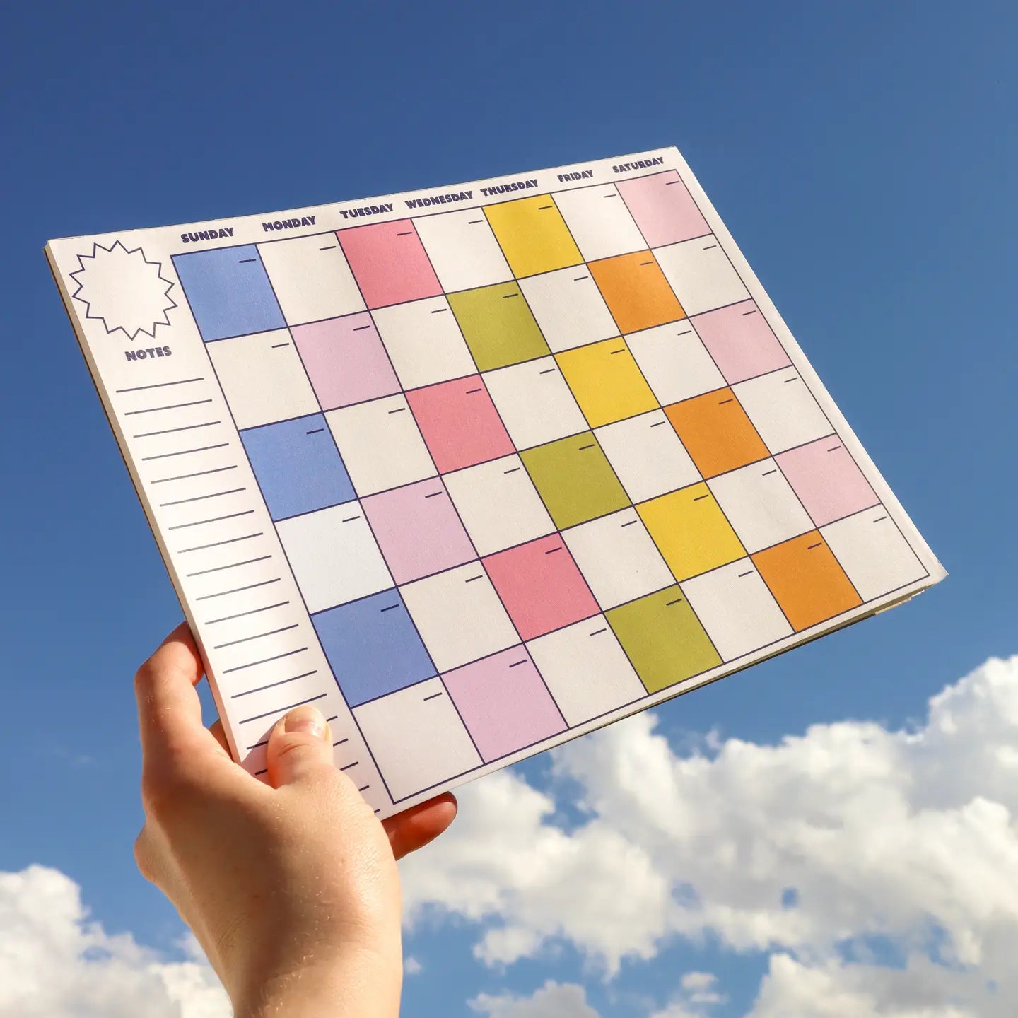 Monthly Checkered Notepad Calendar