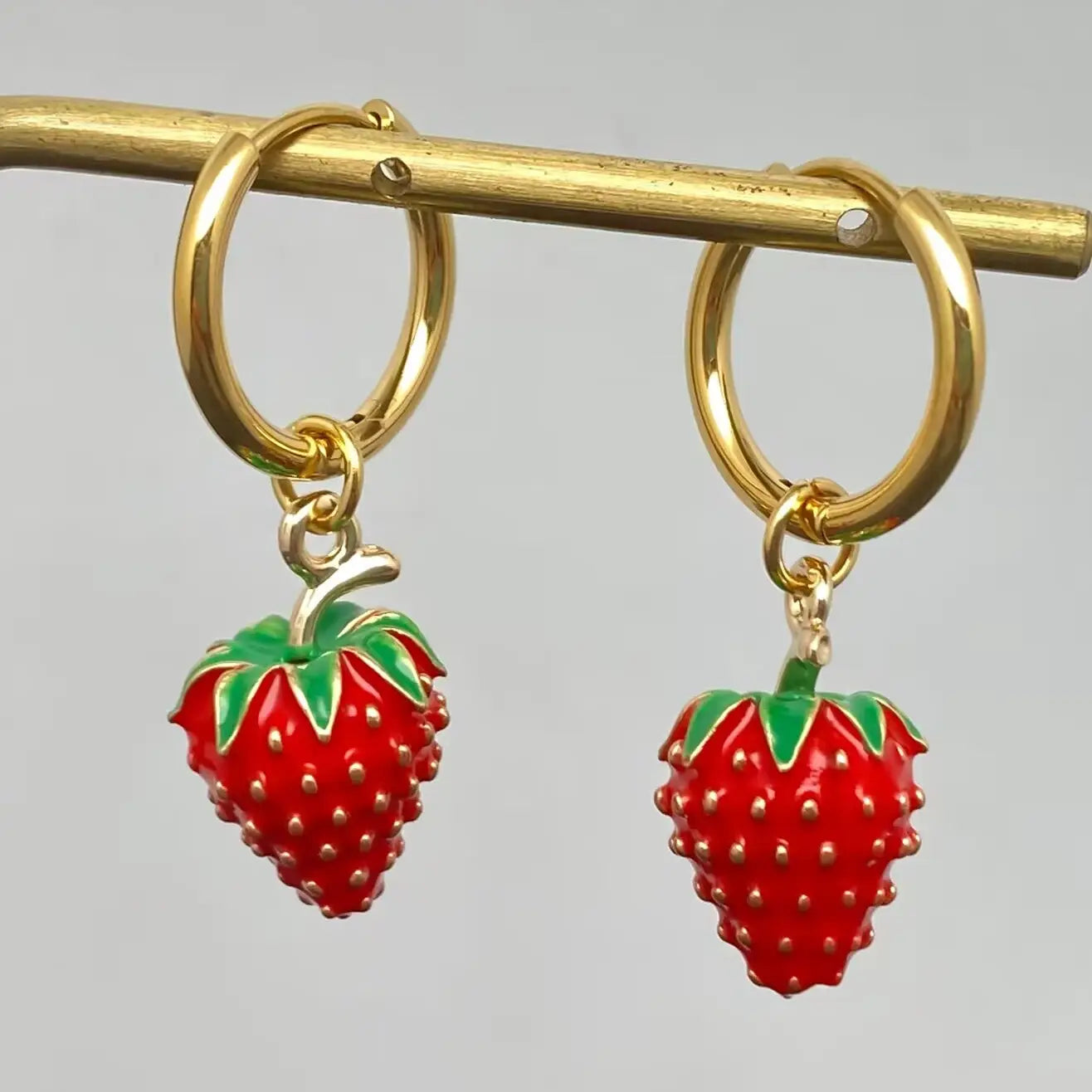 Strawberry Huggie Hoop Earrings