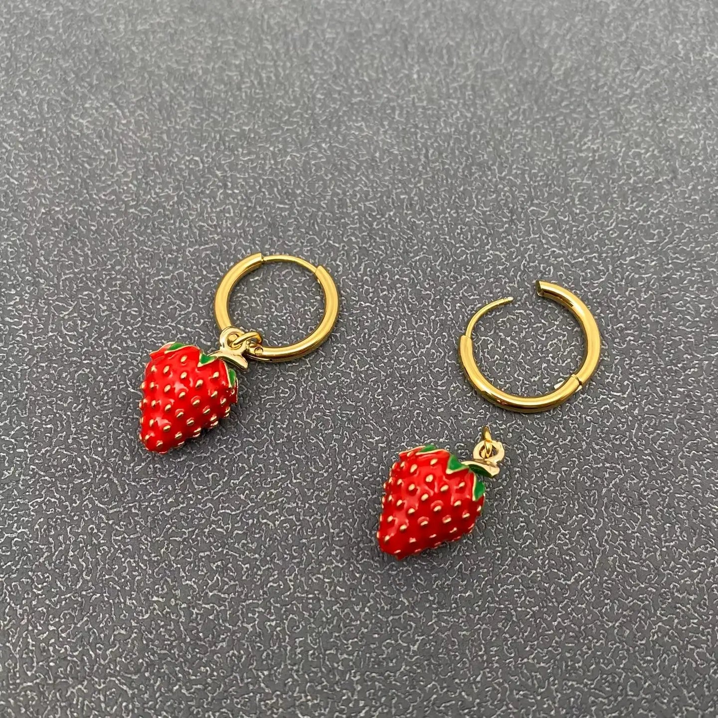 Strawberry Huggie Hoop Earrings