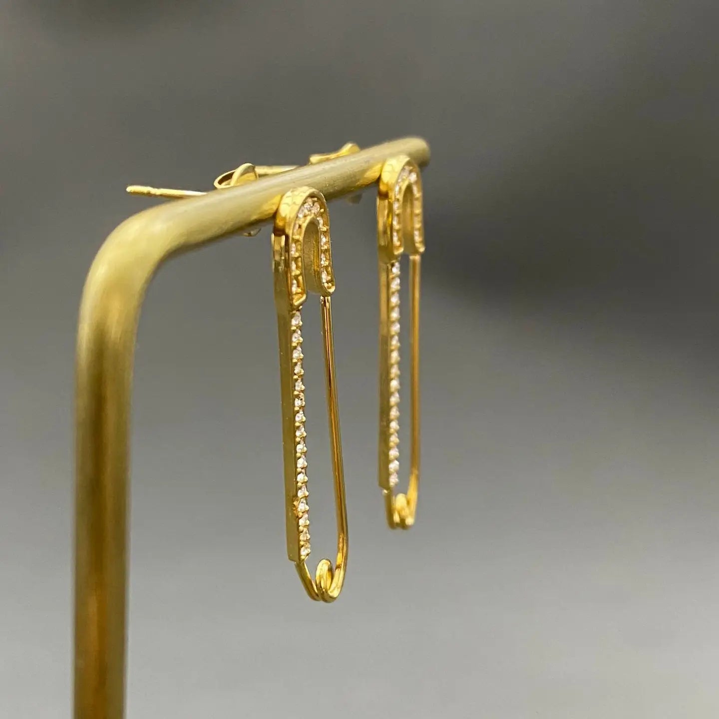 Rhinestone Safety Pin Earrings