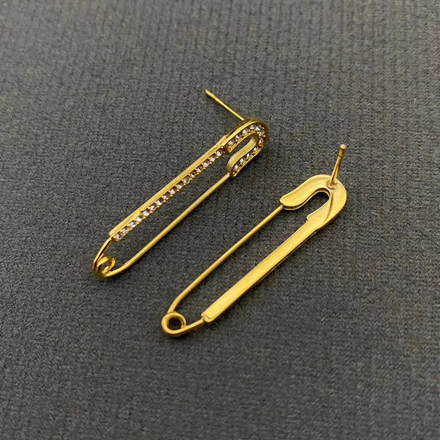 Rhinestone Safety Pin Earrings