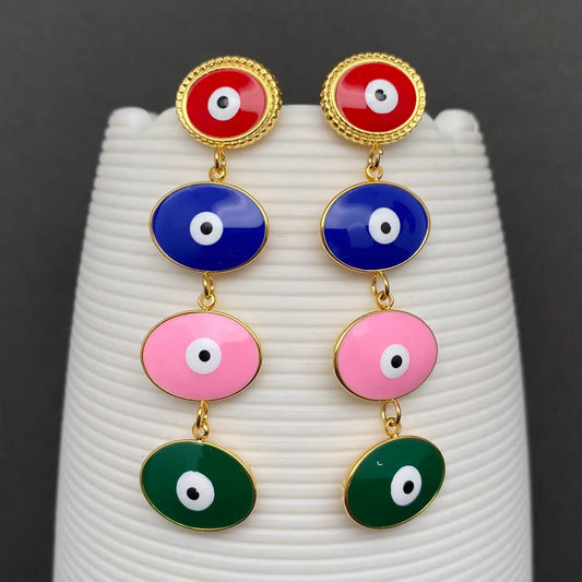 Enamel Evil Eye Drop Earrings