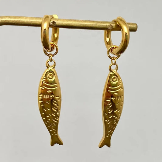 Sardine Fish Huggie Earrings