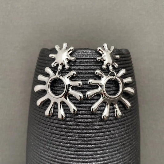 Sunburst Drop Earrings Silver