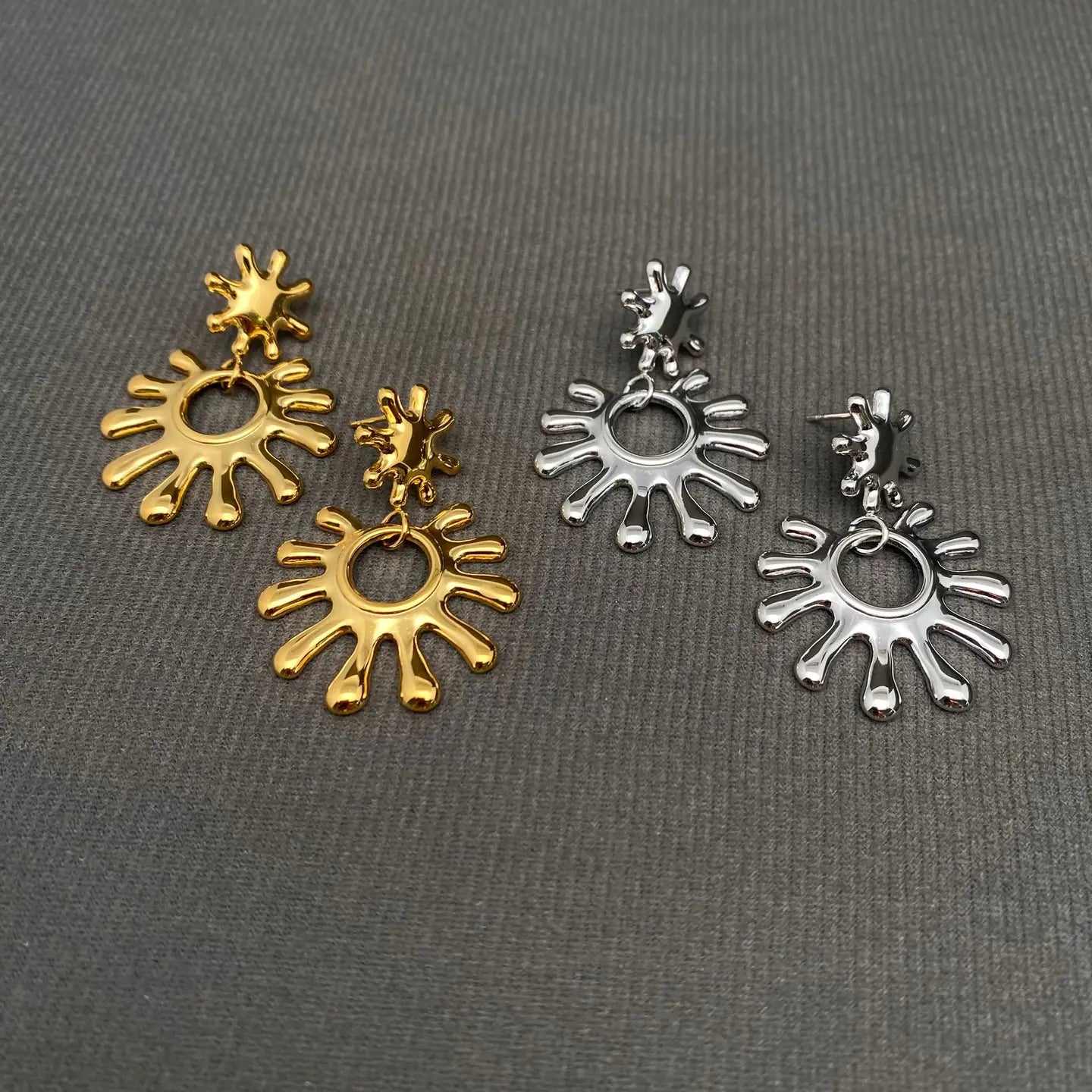 Sunburst Drop Earrings Gold