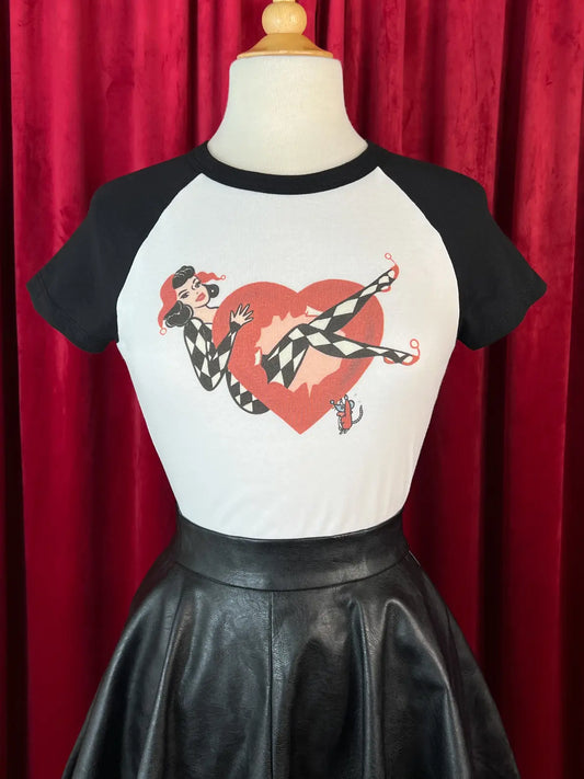 Cheeky Little Joker Short Raglan Cropped Baby Tee By Mischief Made