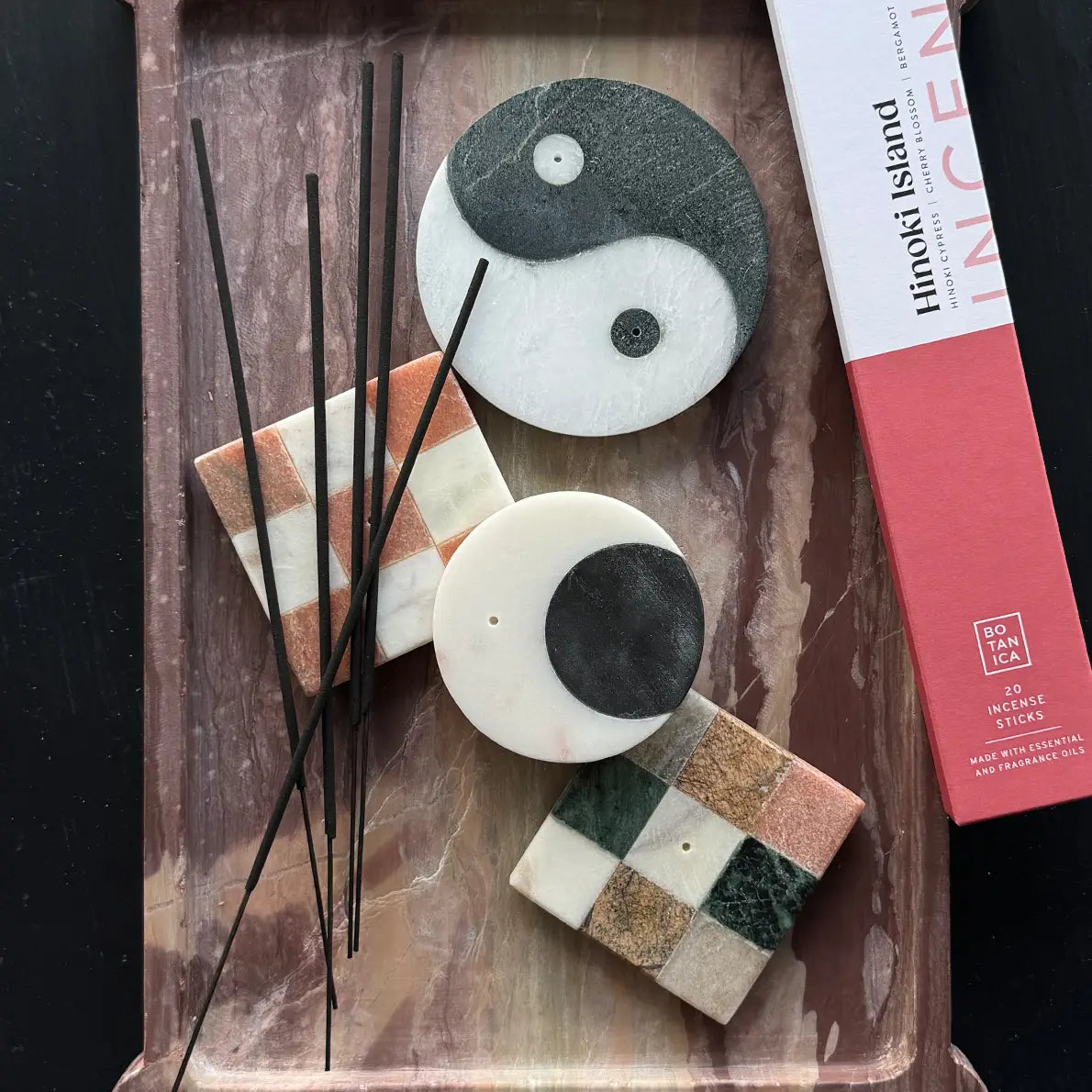 Yin Yang Marble Incense Holder