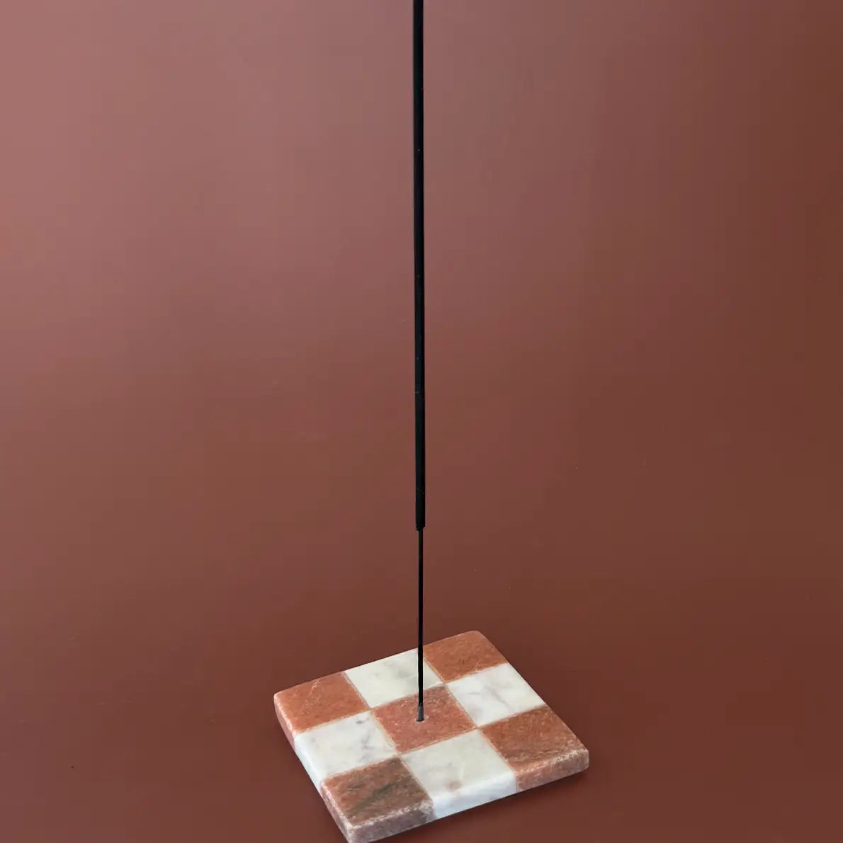 Pink & White Check Marble Incense Holder