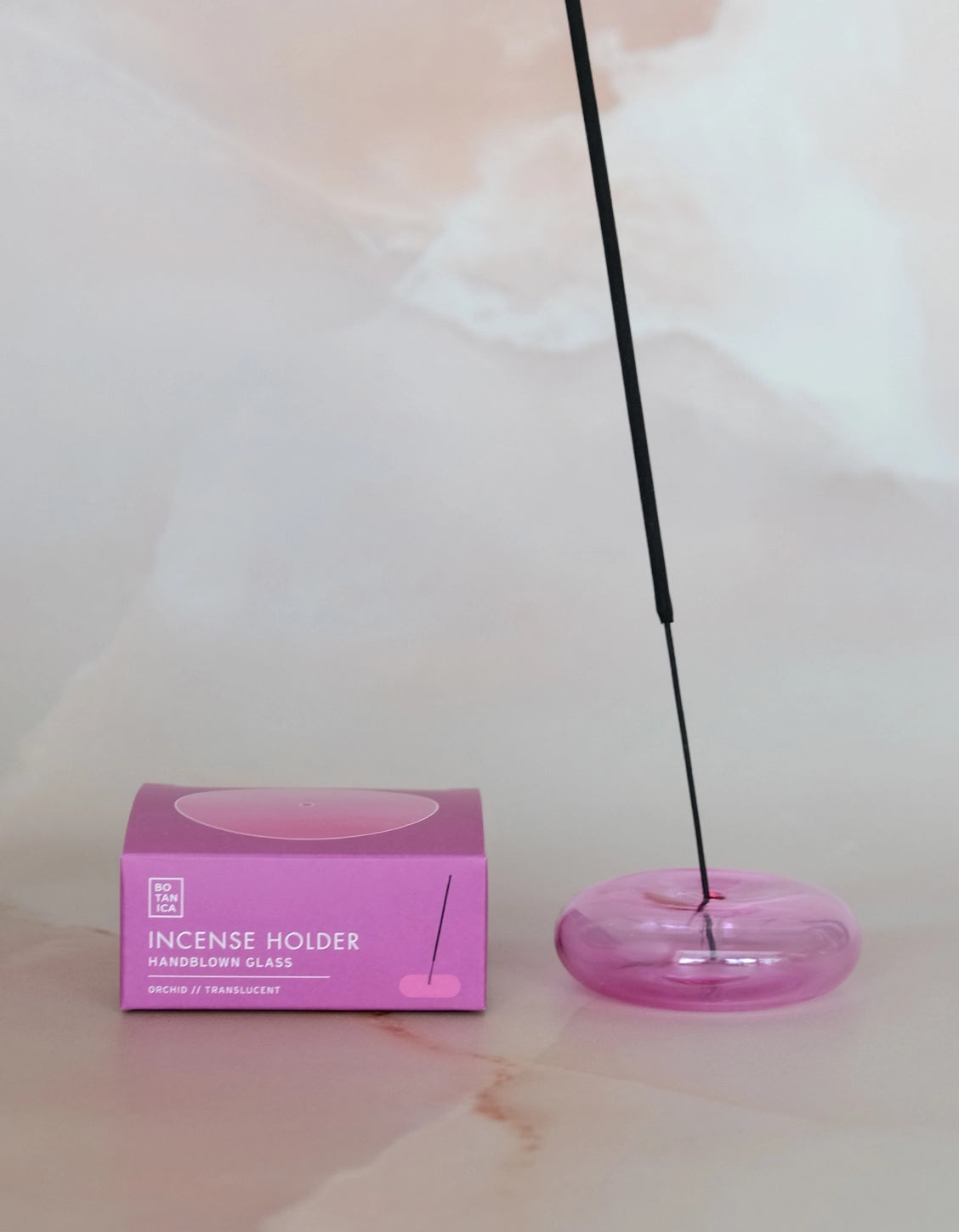 Glass Bubble Incense Burner - Translucent Pink.