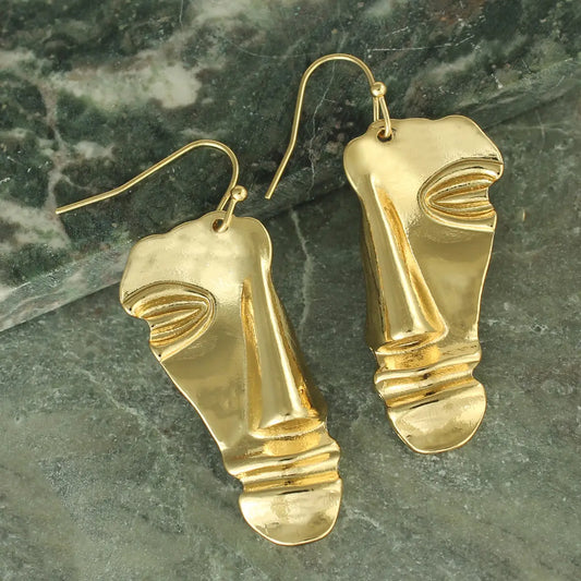 Gold Face Sculpture Earrings