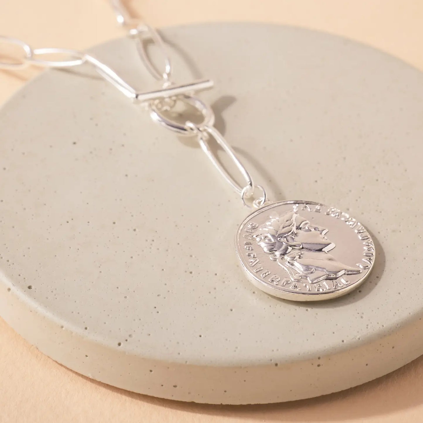 Silver Coin + Toggle Chain Nacklace