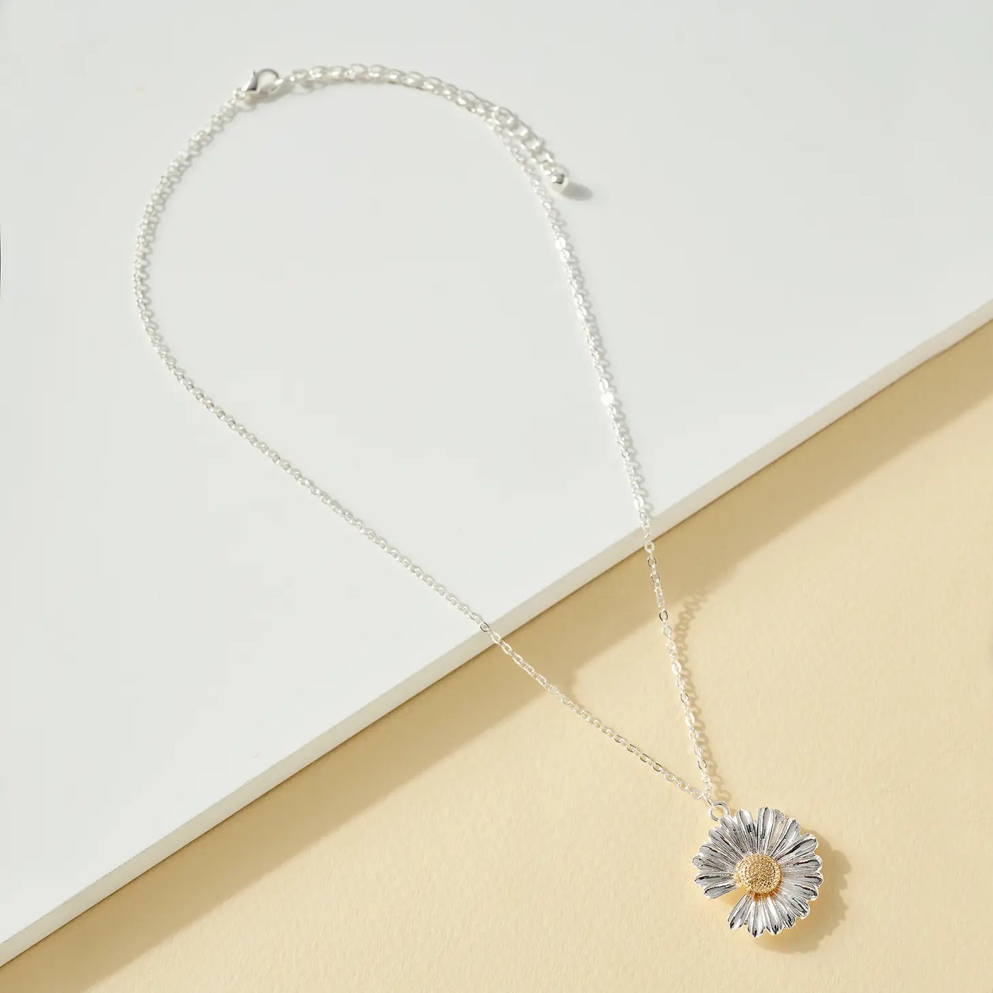 Silver + Gold Sunflower Necklace