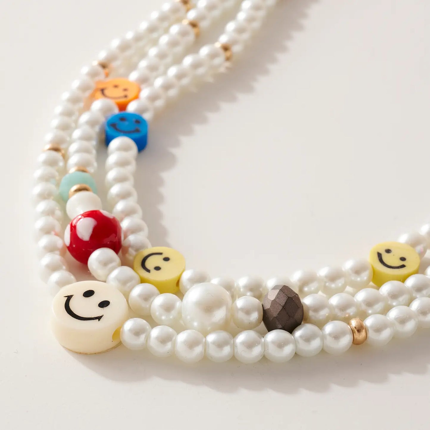 Layered Pearl + Smiley Necklace