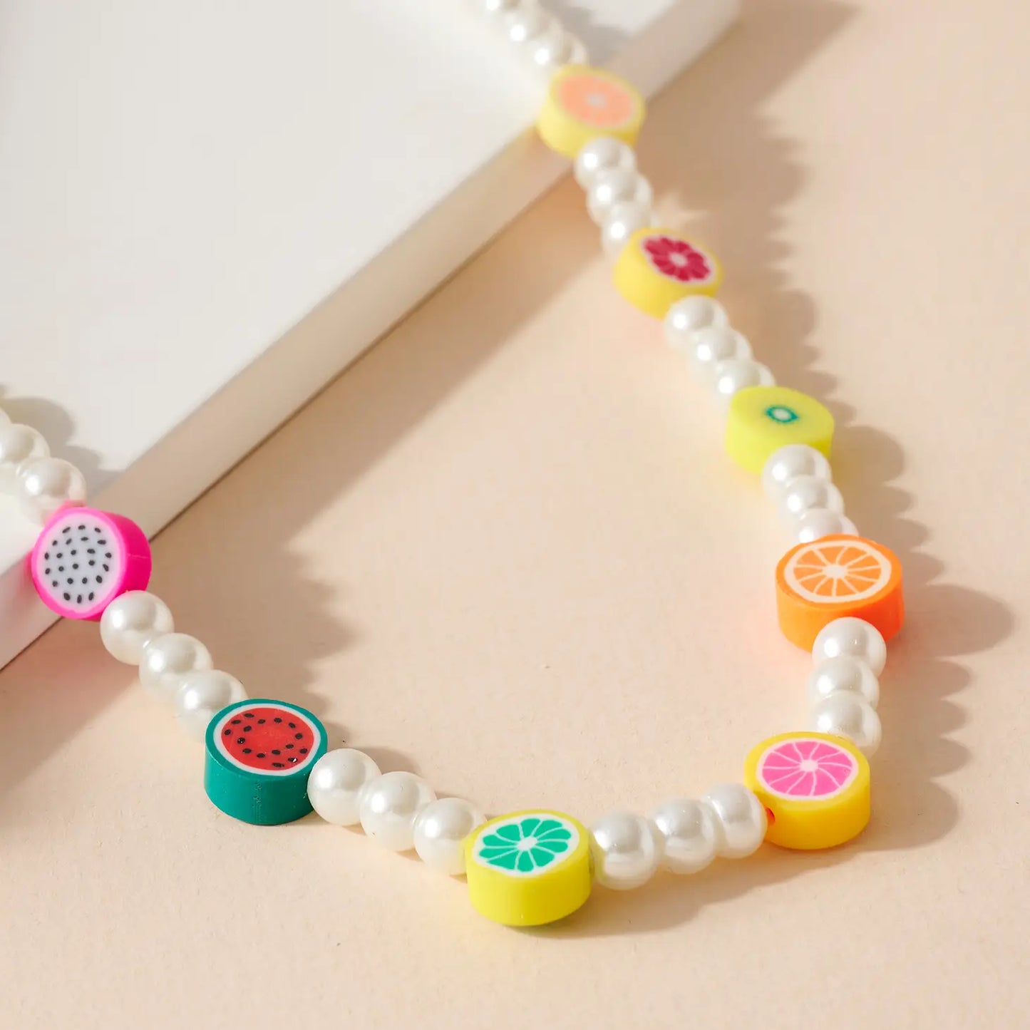 Beaded Fruit + Pearl Necklace