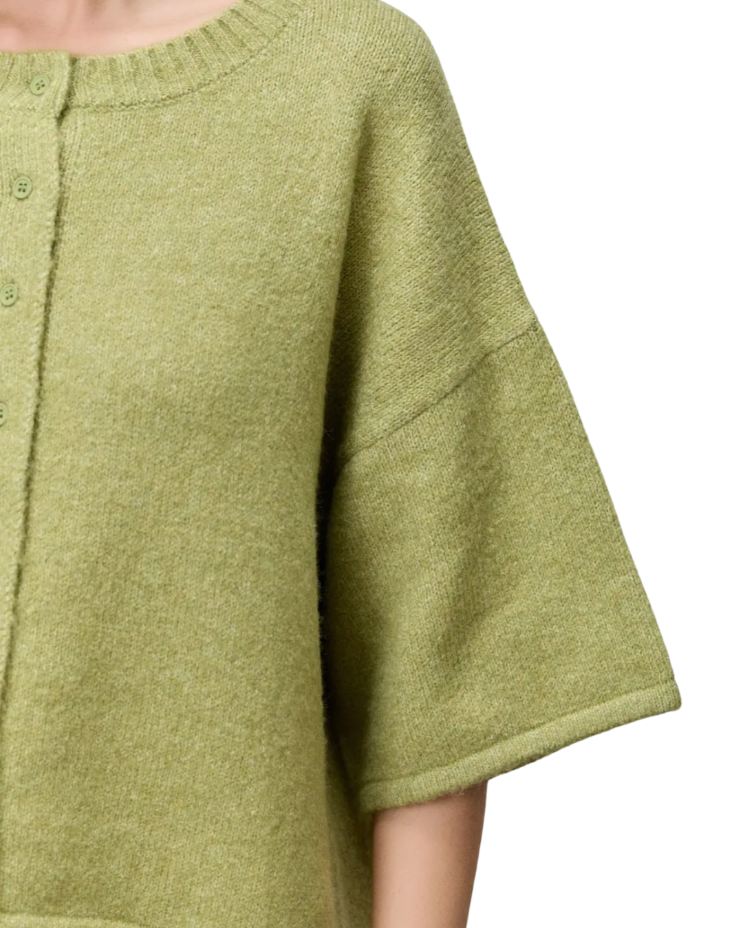 Oversized Short Sleeve Cardigan - Green.