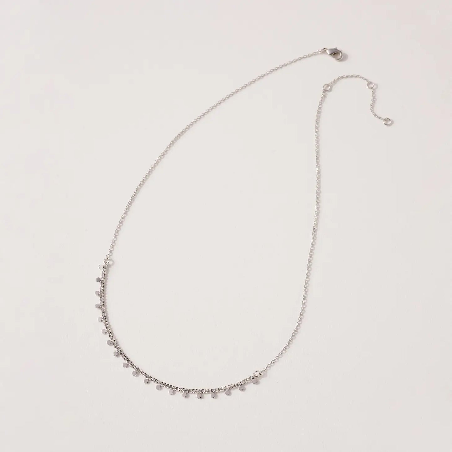 Mini Disc Charm Necklace Silver