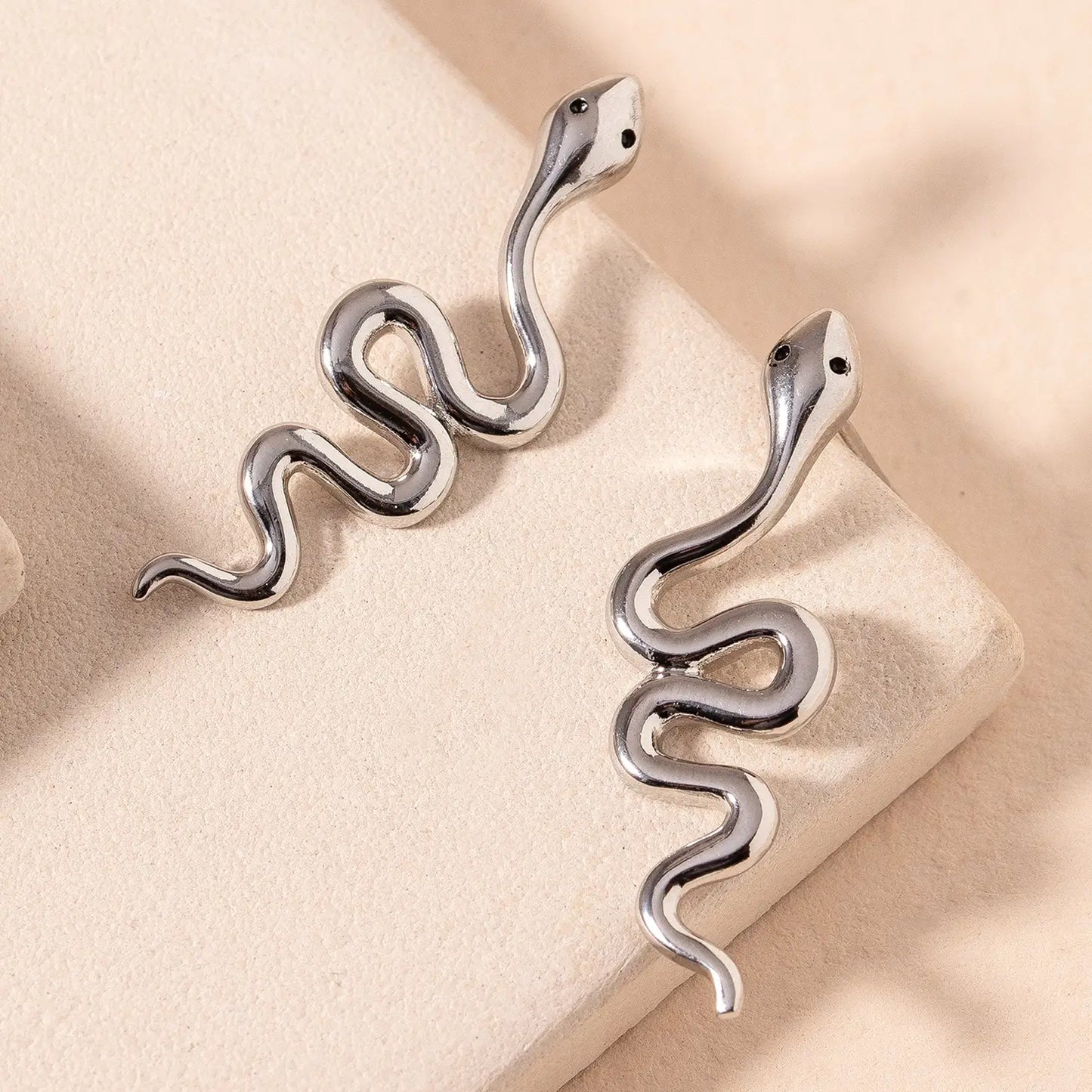 Dangling Snake Earrings - Silver