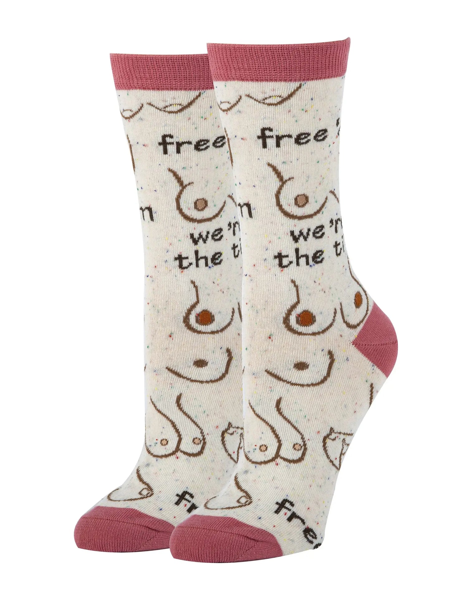 Free 'EM Boobies | Women's Funny Cotton Crew Socks