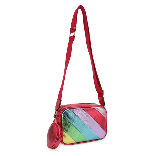 Jocelyn Rainbow Metallic Camera Crossbody Bag