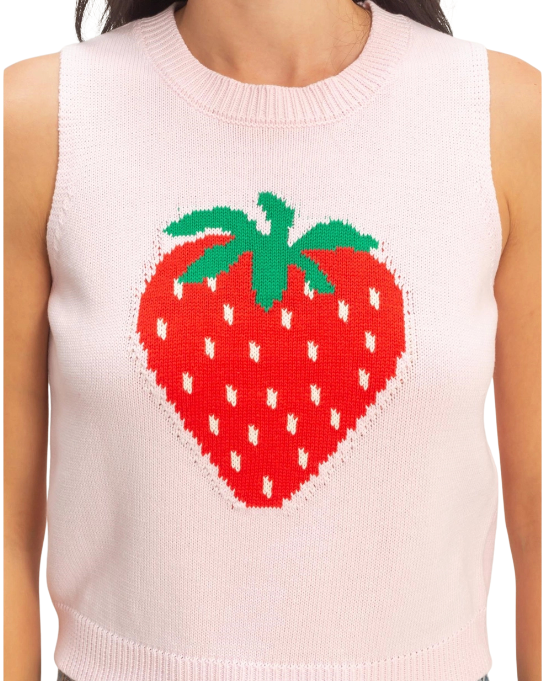 Knit Strawberry Tank - Pink