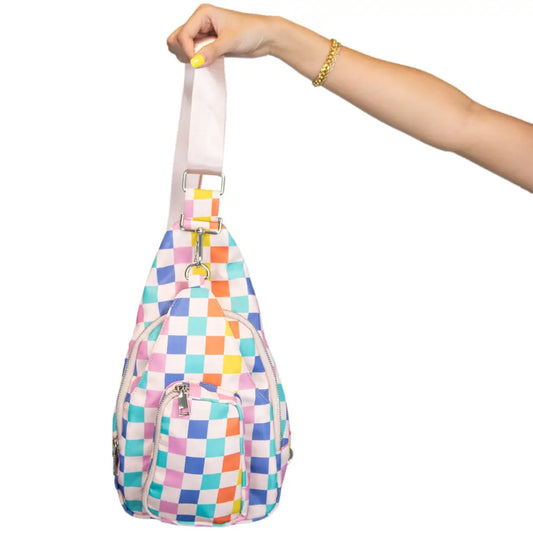 Multicolored Checkered Cross Body Sling Bag