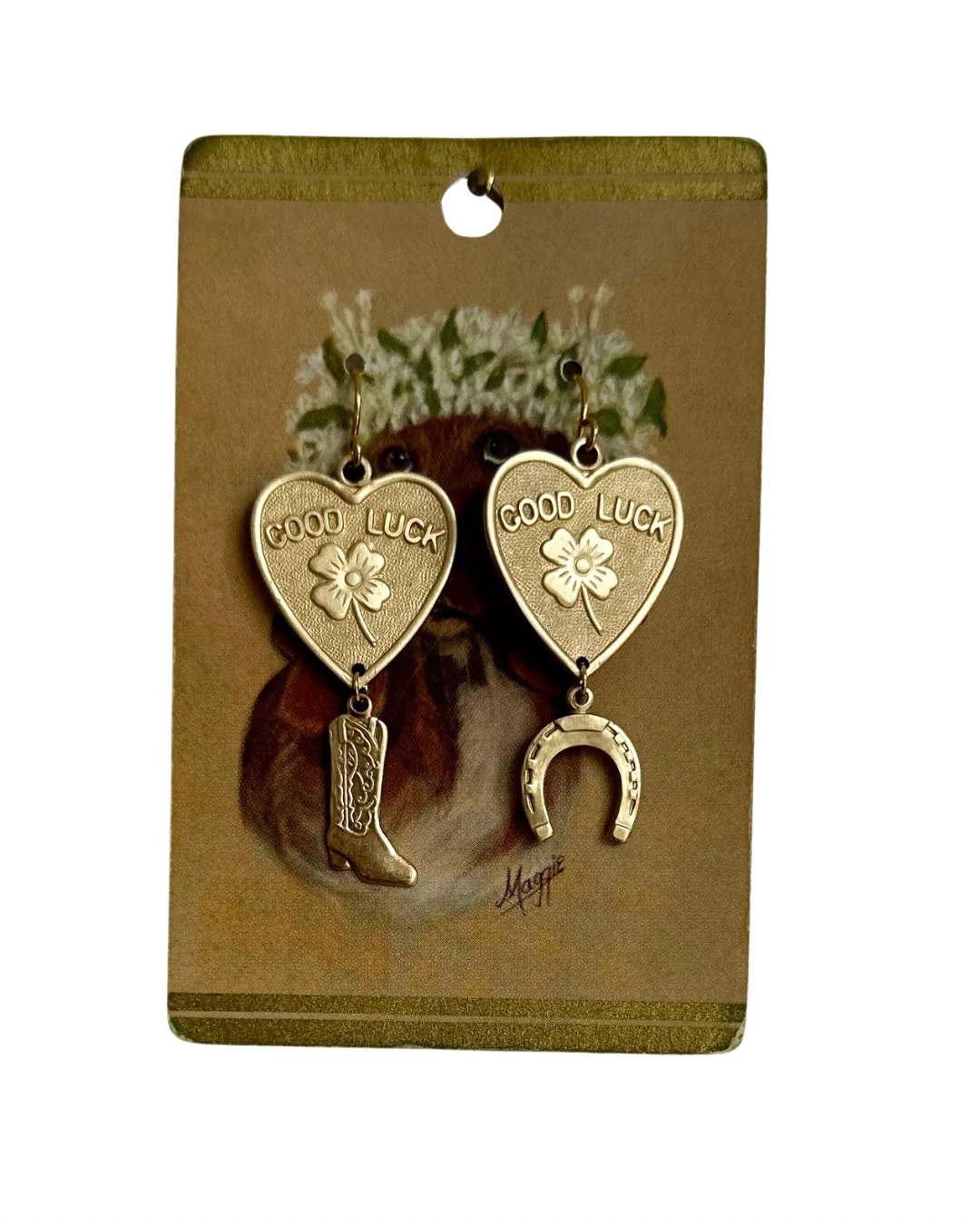 Good Luck Babe Brass Earrings