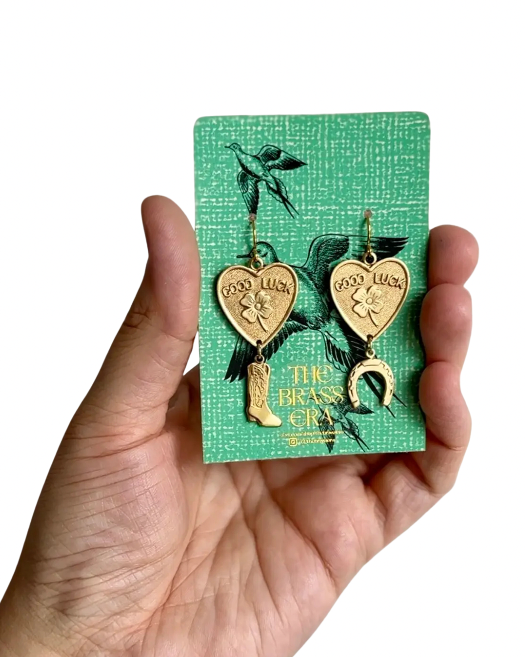 Good Luck Babe Brass Earrings