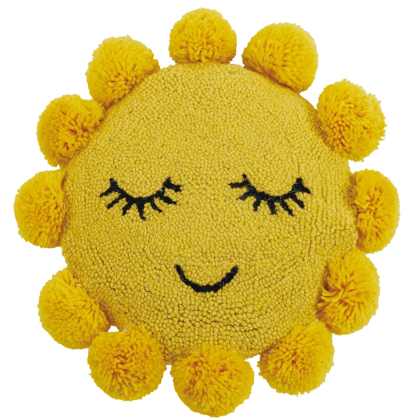 Sunshine Hook Pillow W/Pom Poms