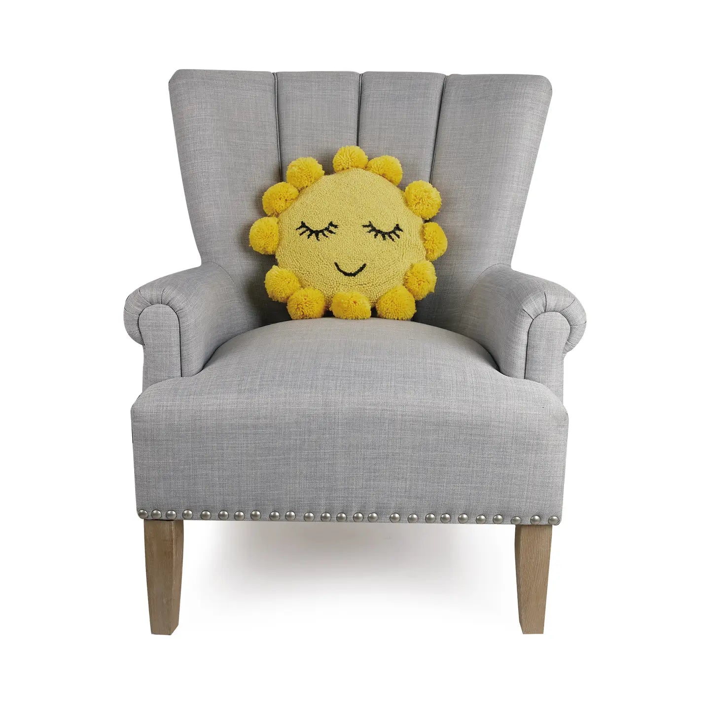 Sunshine Hook Pillow W/Pom Poms