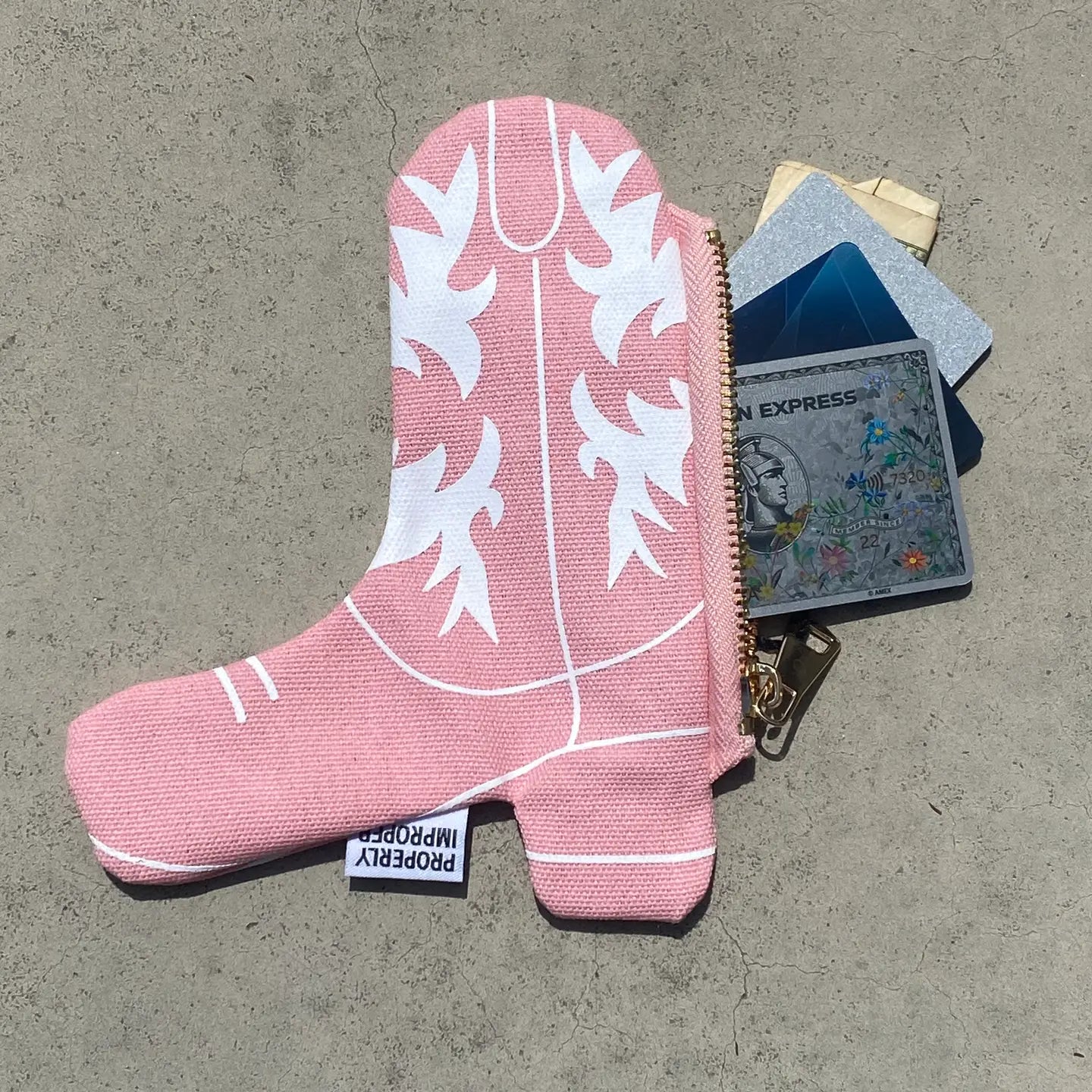 Cowgirl Boot Pouch - Coin and Card Holder - Pink