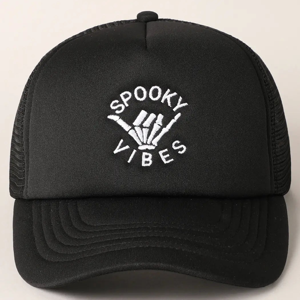 Embroidered Spooky Vibes Black Hat