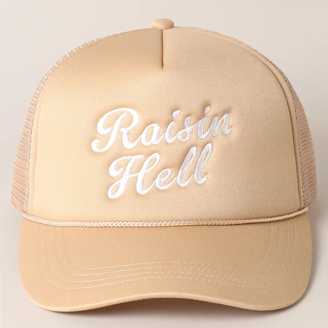 Embroidered Raisin Hell Tan Hat