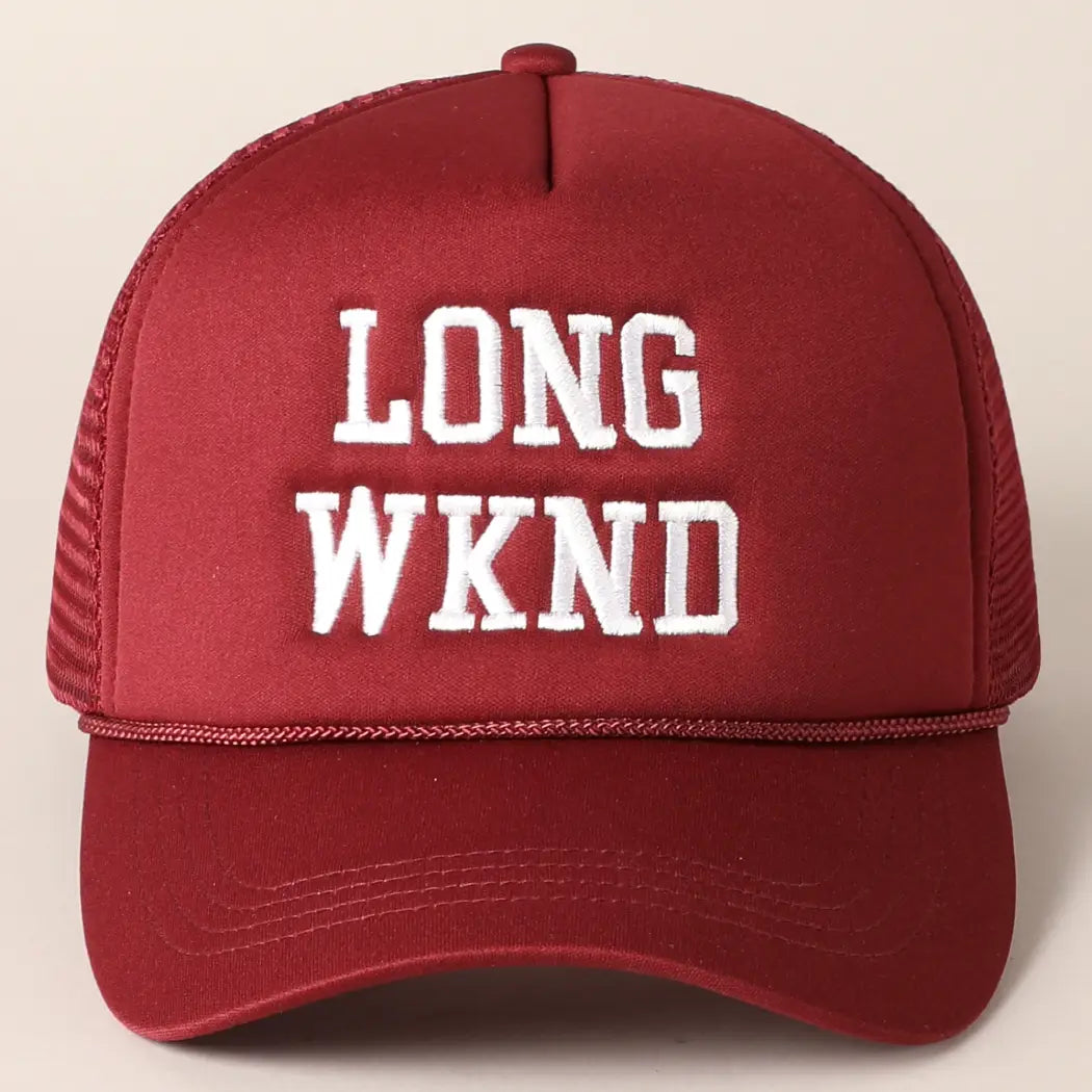 Embroidered Long Wknd Red Hat