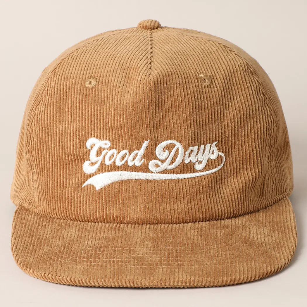 Good Days Embroidered Corduroy Cap