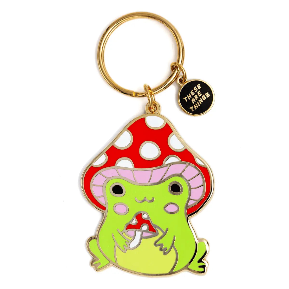 Mushroom Frog Enamel Keychain