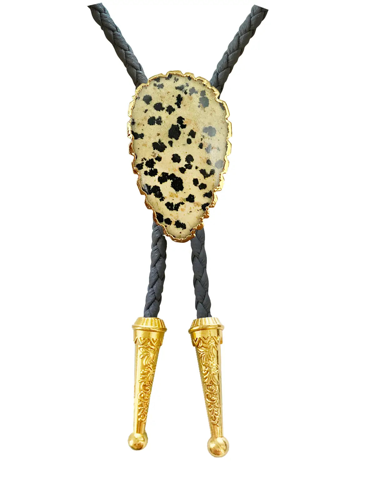 Gemstone Bolo Tie - Dalmatian Jasper