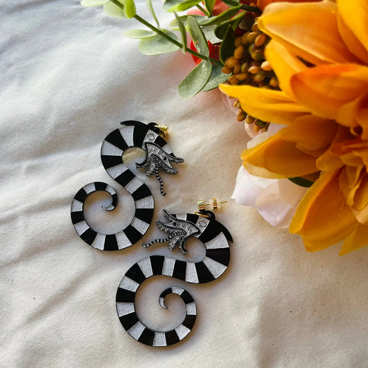 Beetlejuice Sandworm Halloween Earrings