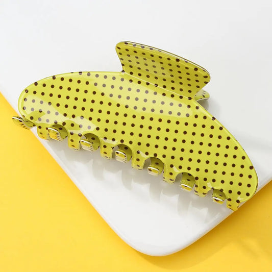 Polka Dot Hair Clip - Yellow.