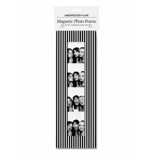 Magnetic Vintage Photobooth Frame - Black White Stripes.