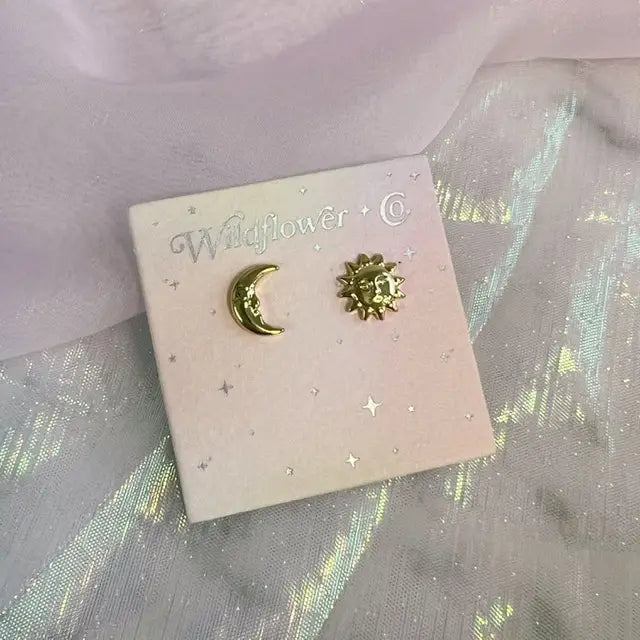 Gold Dipped Sun & Moon Studs