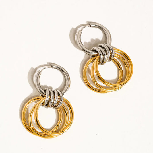 Caster 18K Gold Non-Tarnish Triple Hoop Earring