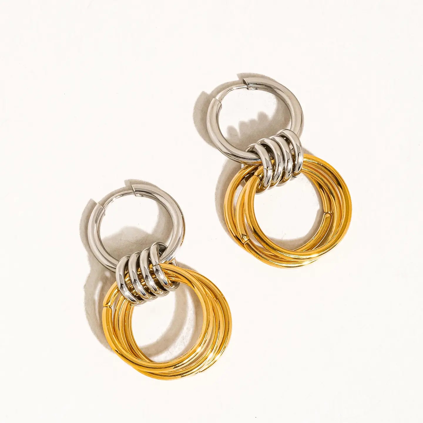 Caster 18K Gold Non-Tarnish Triple Hoop Earring